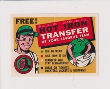 1960 Topps Baseball Bazooka Paper Insert Hot Iron Transfer of your Favorite Team