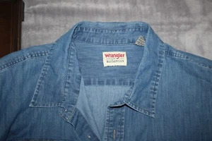 Wrangler Authentics Shirt Men’s 3XL Denim Cotton Western Cowboy Button Up - Picture 1 of 8