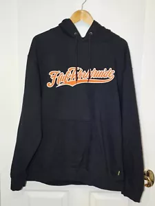 HUF Hoodie Men's Size Large Black & Orange Embroidered Logo Front pocket - Picture 1 of 7