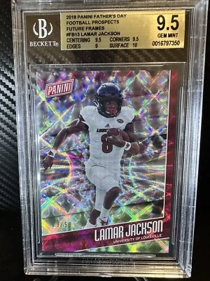 2018 PANINI FATHERS DAY /50 LAMAR JACKSON RC Future Frames BGS 9.5 💎 Ravens - Image 1 of 4