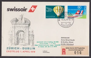 SWITZERLAND - 1979 SWISSAIR ZURICH to DUBLIN FIRST FLIGHT COVER FFC - Picture 1 of 4