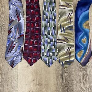 Lot Of 5 Jerry J. Garcia Ties 100% Silk Neckties Abstract Art
