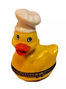 Yellow Duck in Chef Hat Hinged Trinket Box - Picture 1 of 14