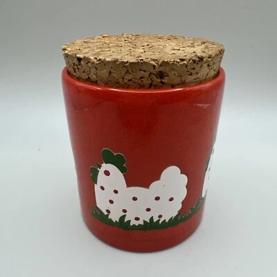 Vintage Waechtersbach Canister Jar Red Kitsch Chicken w Cork Lid West Germany - Image 1 of 4