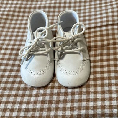 L'Amour Infant Boys 3890 White Leather Dress Crib Shoes Oxfords Size 4 - Image 1 of 4