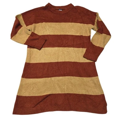 Lands End Women's XL Striped Cozy Knit Sweater Dress Long Sleeve Casual Chenille - Image 1 of 4