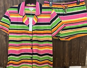 Bedhead x TRINA TURK MEDIUM Poolside Stripe Women's Shorty 100% Cotton PJ Set - Picture 1 of 8