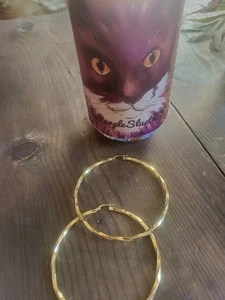 Vermeil Sterling Silver Approx 2.75" Twist Extra Large Hoop Earrings Approx 70mm - Picture 1 of 9