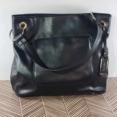 Bolso de Hombro Nicole Miller Imitación Cuero Negro Mediano Cierre Magnético Foto 1 de 4
