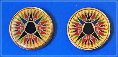 Monedas rosa brújula miniatura Geocoins (cantidad 2) oro pulido no rastreables Foto 1 de 2