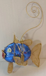 Katherines Collection, königsblaue Seide, Metall & Perle, Fischornament - Bild 1 von 9