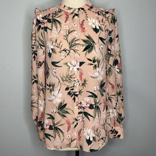 Camicetta Kate Spade floreale botanica manica lunga in rosa cammeo paludoso taglia S