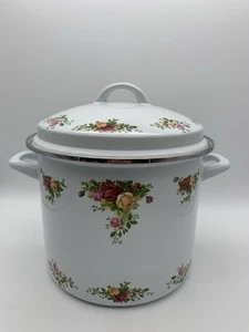 Royal Albert Pot Old Country Roses 8 Quart Metal Enamel Very Large - Picture 1 of 12