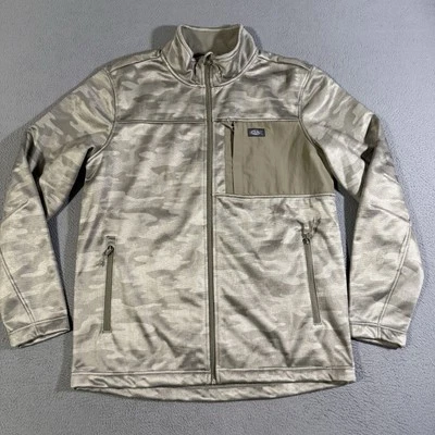 AFTCO Fleece Jacket Mens Medium Tan Camouflage Fishing Outdoor Sweater Full Zip - Image 1 of 4