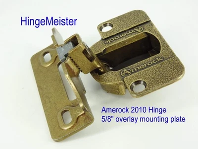 HINGE MEISTER Amerock 2010 Hinge with 5/8" Base Plate - Burnish Brass - 48mm Drilling - Used