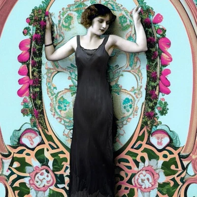 1930s Vintage Black Sheer Bias Cut Slip Dress Art Deco Lingerie XS Authentic  - Image 1 of 4