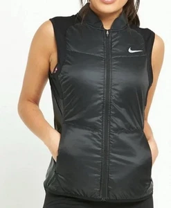Nike Womens Medium Poly Fill Full Zip Reflective Running Vest Black 922464-010 M - Picture 1 of 7