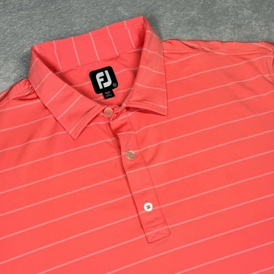 Camisa Polo de Golf Footjoy FJ Coral Rayas Para Hombres 2XL Poliéster Spandex Rendimiento Foto 1 de 4