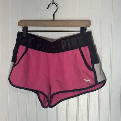 Pantalones Cortos ROSA Victoria’s Secret Logo Cintura Bloques de Color Salón L Y2K Estético Foto 1 de 4