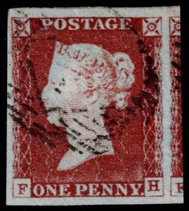 1841 1d Red Pl 49 FH 4m Numeral Plate Wear Large Margins Superb Used - Picture 1 of 1