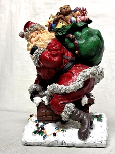 Santa Claus On Chimney Resin Figurine 10.5" x 6" Christmas - Picture 1 of 6