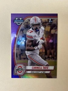 2024 Bowman University Chrome - Carnell Tate #39 rifrattore viola /399 (RC) - Foto 1 di 6