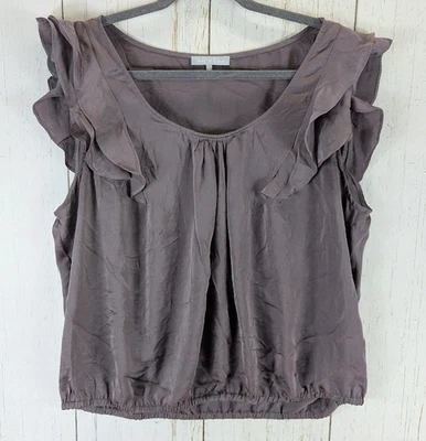 Violet Claire Size XL Plum Purple Short Sleeve Ruffle Womens Blouse - Image 1 of 4