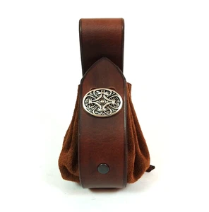 Münzbeutel Leder braun Zierniete Wikinger Knoten Runen Lederbeutel Mittelalter - Bild 1 von 6