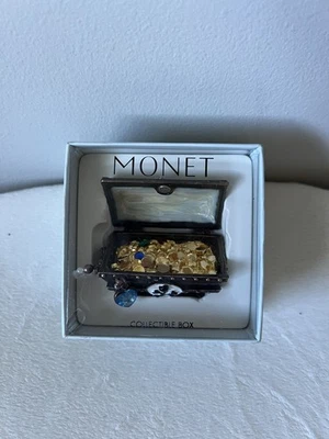 MONET "PIRATE TREASURE CHEST" Collectible Enamel Keepsake Trinket Box Rare - Image 1 of 4