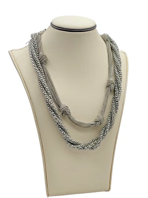 Set of 2 Silver-Plated Twisted Multi-Strand Layering Necklaces 18" 20" - Image 1 of 4