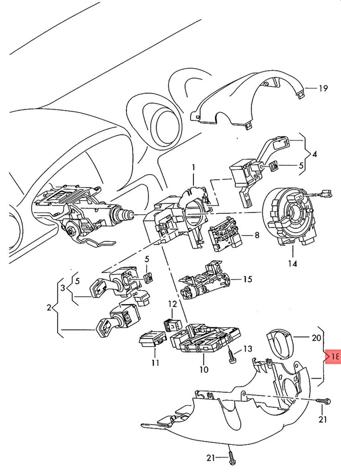 Sección inferior de ajuste original para modelos con sistema de control de crucero 8J0953512A6PS Foto 1 de 1