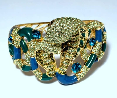 Precioso Brazalete Firmado EP Esmalte Doble Cobra Serpiente Bisagras Foto 1 de 4