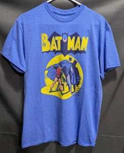 Batman and Robin Retro Blue Graphic Tee Men's Size Medium - Picture 1 of 3