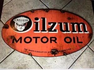 Antique style porcelain look Oilzum oil dealer service gas station pump sign - Picture 1 of 1