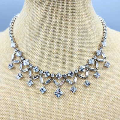 Collar Swag Vintage Alta Gama Cuadrado Goteo Baguette Estrás Flecos 16" Foto 1 de 4