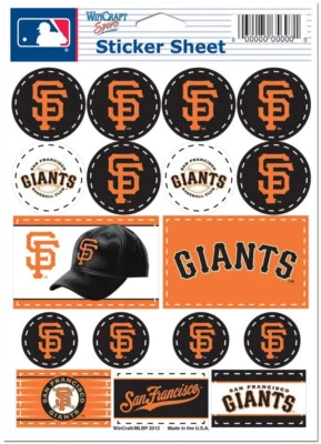 San Francisco Giants Vinyl Sticker Sheet 17 Decals 5x7 Inches Free Shipping - Image 1 of 2