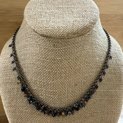 "Collar de joyería Lia Sophia en plata hematita pirita cuentas colgante 16-19""" Foto 1 de 4