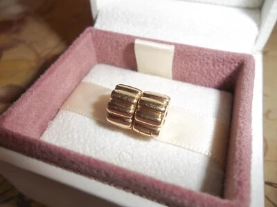 Genuine Authentic Pandora 14ct Gold Ribbed Clip Charms PAIR 750118 - Image 1 of 4