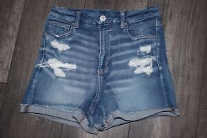 American Eagle Jean shorts Curvy Hi-Rise Shortie size 10 distressed Frayed 