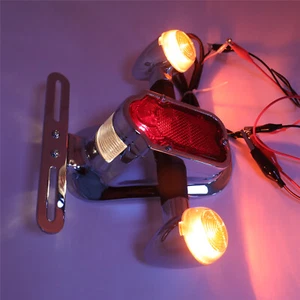 Cola de freno con señal de luz para motocicleta metal cromado lápida para Harley Big Twin - Imagen 1 de 9