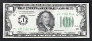 FR 2152-J 1934 $100 FRN FEDERAL RESERVE NOTE KANSAS CITY, MO GEM UNCIRCULATED - Picture 1 of 2
