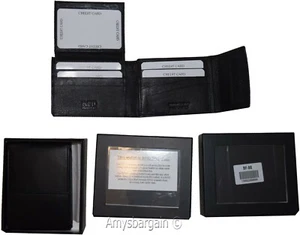 Cartera de cuero para hombre RFID plegable cuero genuino 2 billeteras 2 ID. Nuevo en caja - Imagen 1 de 12