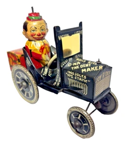 Juguete mecánico coche loco Joy Rider cuerda litografía hojalata Marx años 30 - Imagen 1 de 9