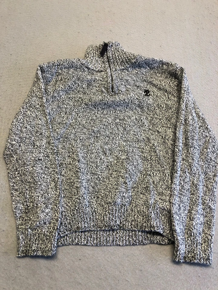 IZOD Youth Boy's Extra Small/6-7 Sweatshirt Gray/Black Knit 1/4 Zip Pullover - Image 1 of 4