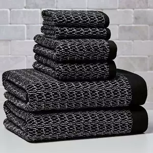 Better Homes & Gardens Signature Soft Melange 6 Piece Towel Set,Rich Black - Picture 1 of 8