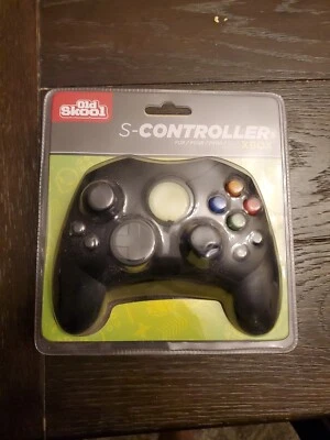 Old Skool Black Wired S-Type Controller for (Original XBOX) - Image 1 of 2
