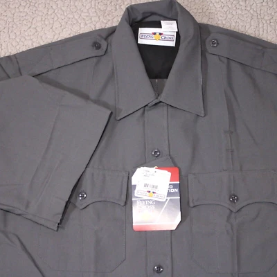 FLYING CROSS Uniform Shirt Large Slate Gray Permanent Crease Camera Comm Deluxe - Image 1 of 4