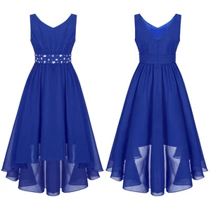 Kids Girls Gown Formal Dress Prom Skirt Evening Costume Elegant Birthday Party - Picture 1 of 41