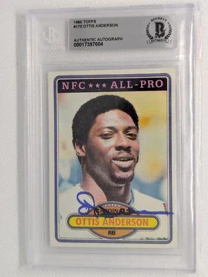 1980 Topps - #170 Ottis Anderson (RC) On-Card Auto BGS Auth - Image 1 of 2