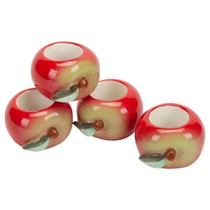 Design Imports Set di 4 anelli tovagliolo di mela dipinti a mano ceramica frutteto di mele - Foto 1 di 2